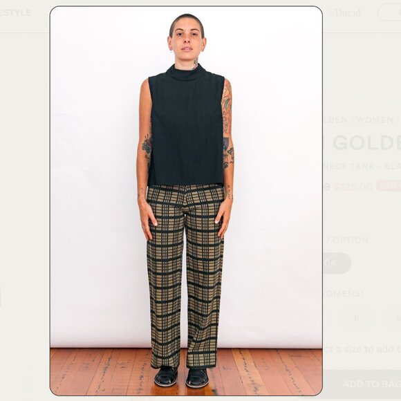 Ali Golden - Black Raw Silk Mock Neck Tank - Size Small - Picture 2 of 6